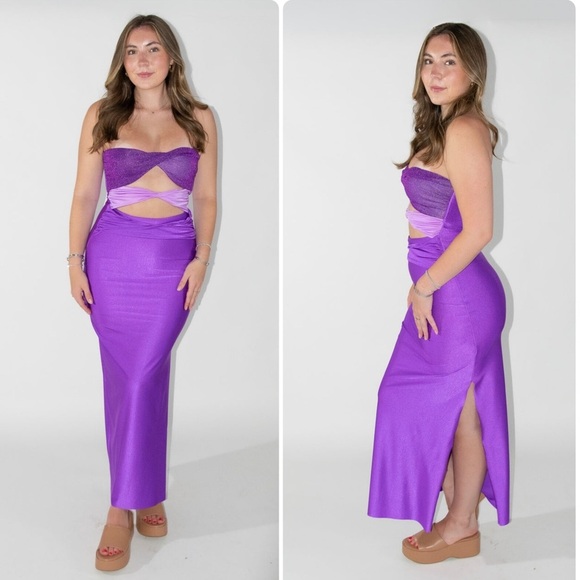 New! Baobab Ola Cut-Out Maxi Strapless Dress 💜💜 XL - Picture 3 of 16
